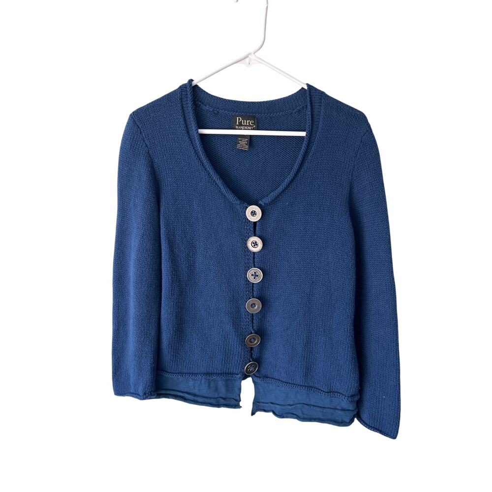 Pure Handknit Blue Long Sleeve Cardigan M/L